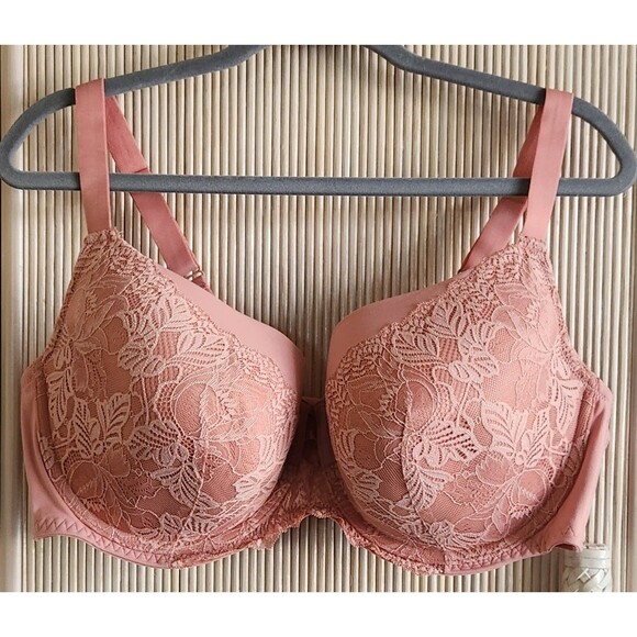 Auden Other - Auden Bra 42DD Peachy Pink Lightly Lined Balconette Coverage Underwire EUC